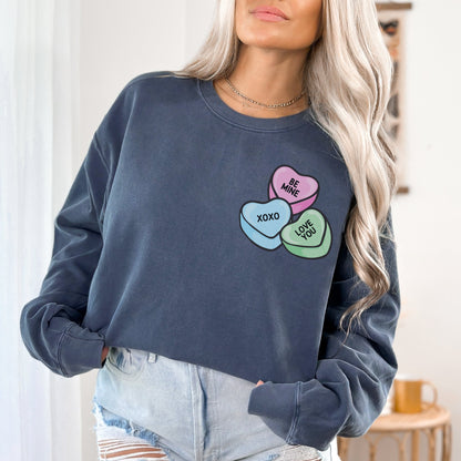 Conversation Hearts Sweatshirt, Valentines Day Sweater, Heart Valentine Gift, Candy Heart Sweatshirt