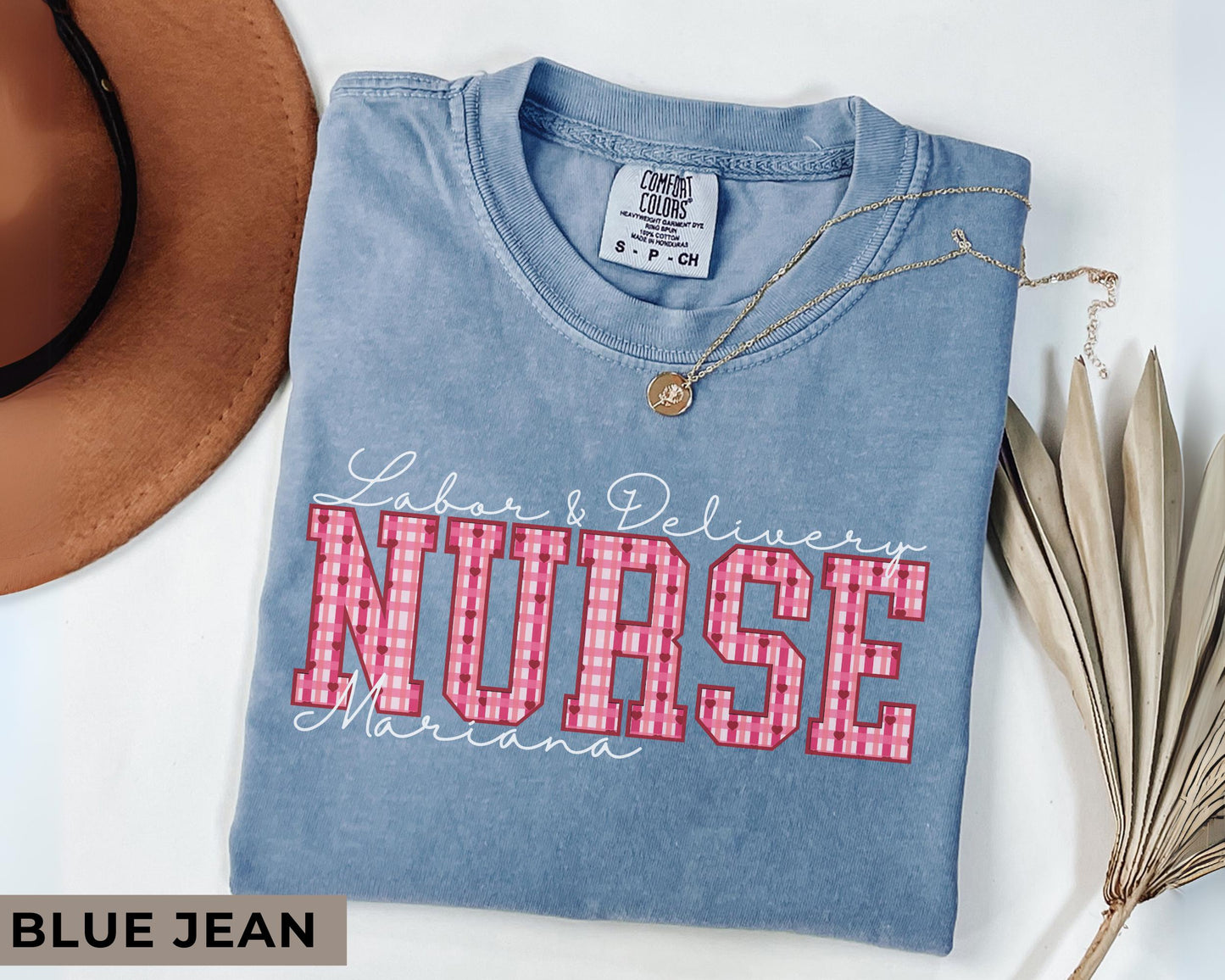 Comfort Colors Custom Name Valentine Nurse Shirt, Personalized RN Shirt, Labor and Delivery Nurse Sweatshirt, Custom Pediatric Nurse Tee