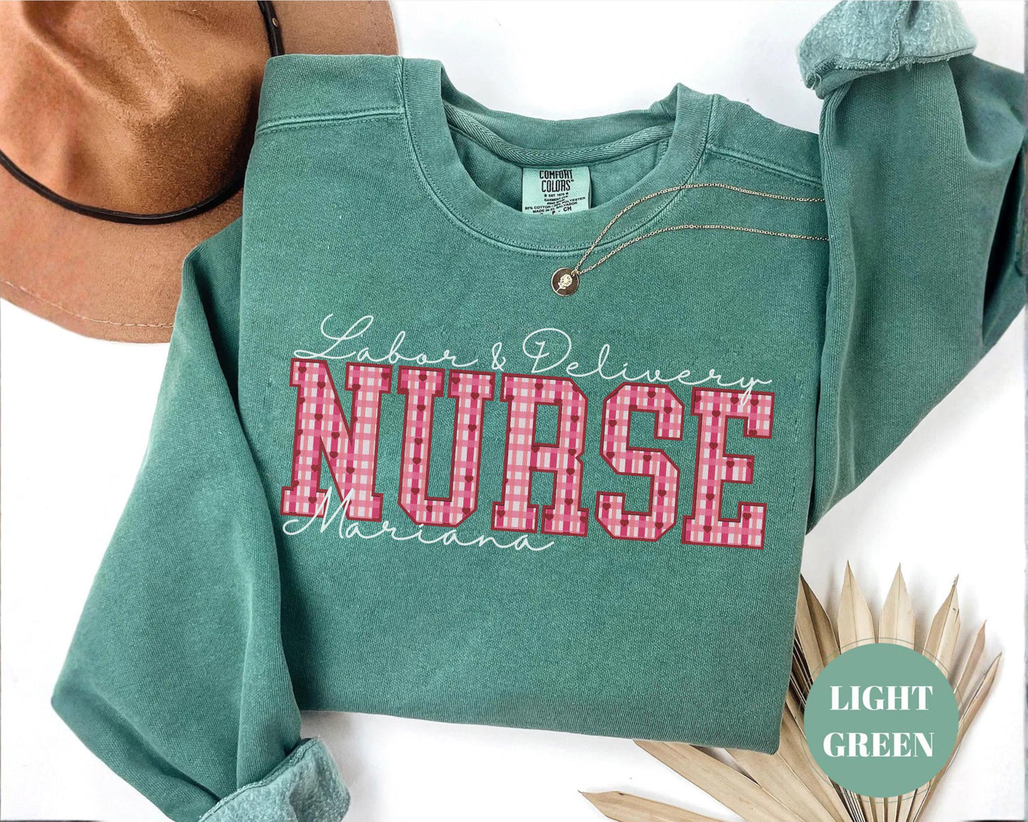 Comfort Colors Custom Name Valentine Nurse Shirt, Personalized RN Shirt, Labor and Delivery Nurse Sweatshirt, Custom Pediatric Nurse Tee