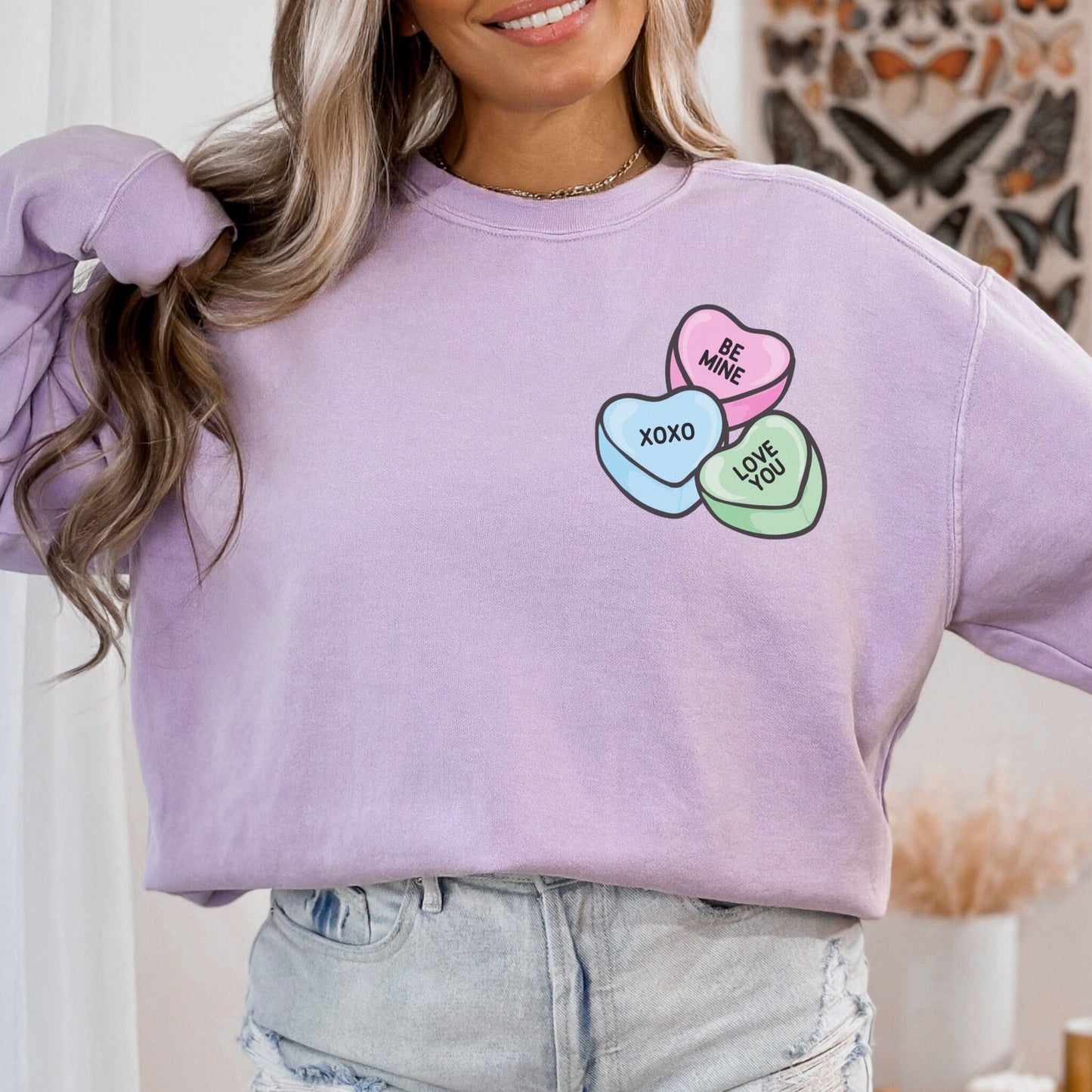 Conversation Hearts Sweatshirt, Valentines Day Sweater, Heart Valentine Gift, Candy Heart Sweatshirt