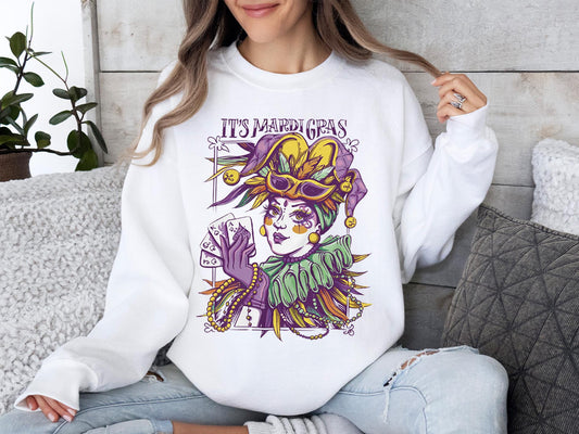 It’s Mardi Gras Sweatshirt, Fat Tuesday Carnival Sweatshirt, Fleur De Lis Louisiana Crewneck, New Orleans Mardi Gras Sweater