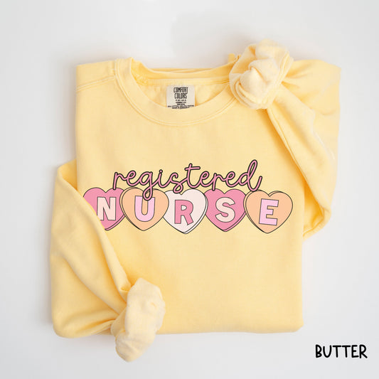 Nurse Valentine Gift Sweatshirt, Registered Nurse RN Sweatshirt, Sweethearts Heart Love Sweater, Nursing Nicu Labor Peds Crewneck